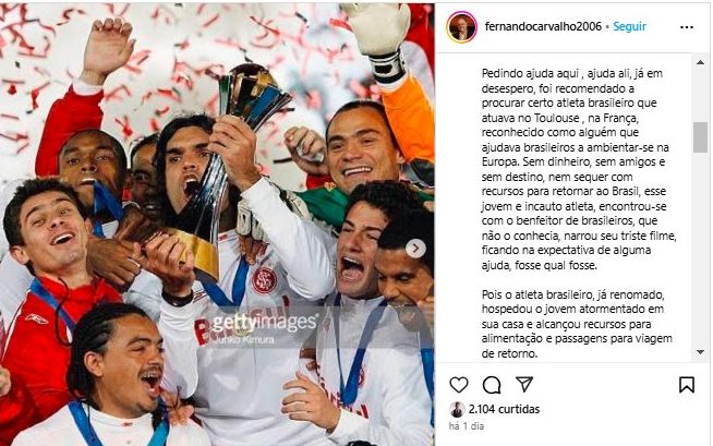 Publicação de Fernando Carvalho. Foto: Reprodução/Instagram