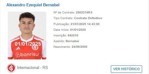 Nome do jogador apareceu no BID. Foto: Reprodução/CBF