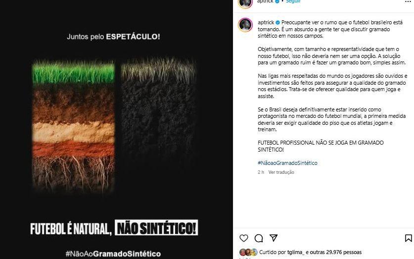Alan Patrick compartilhou a publicação. Foto: Instagram oficial Alan Patrick
