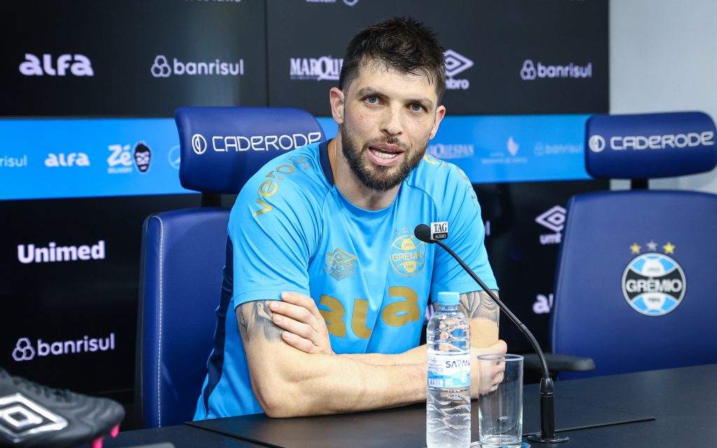Tiago Volpi é goleiro do Grêmio. Foto: Lucas Uebel/Grêmio FBPA