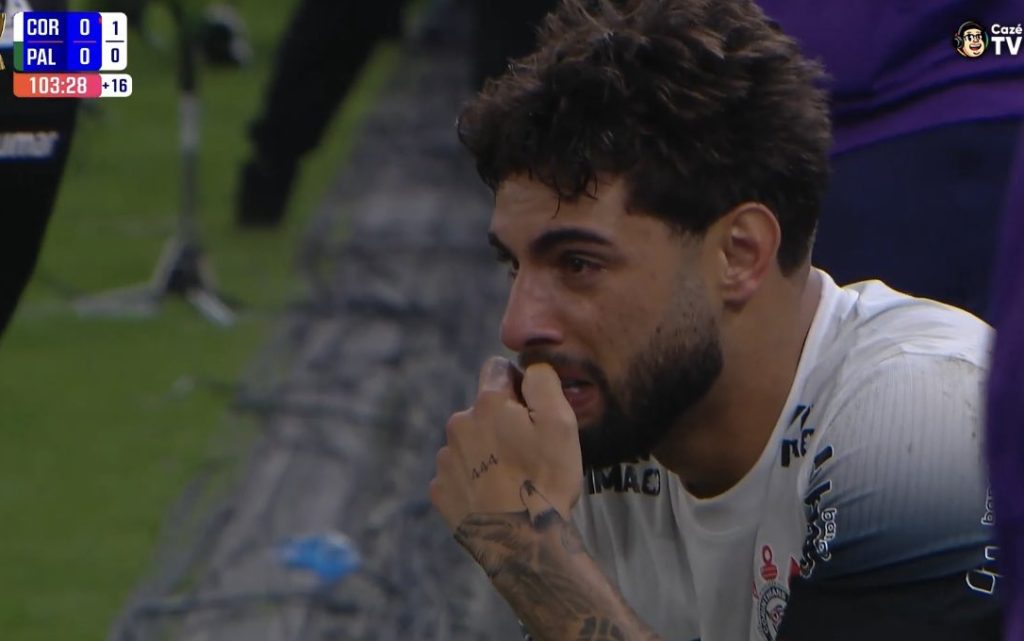 Yuri Alberto foi visto chorando. Foto: Reprodução/Cazé TV