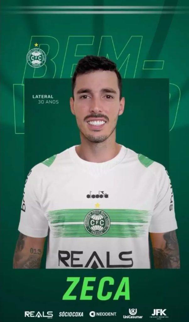 Zeca foi anunciado pelo Coritiba. Foto: Reprodução/CFC